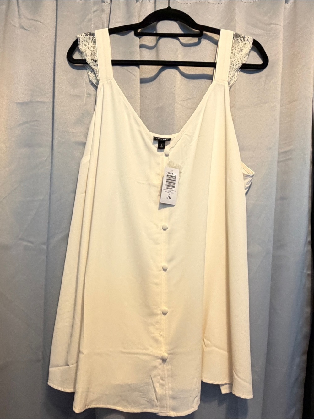 torrid Cream Lace-Strap Button-Front Tank